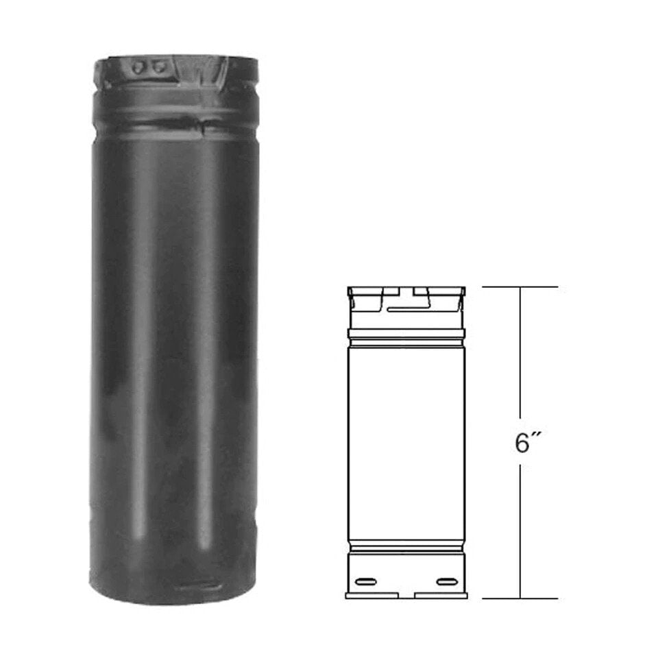 Duravent 4" x 6" Straight Length Chimney Pipe Black 4PVP-06B