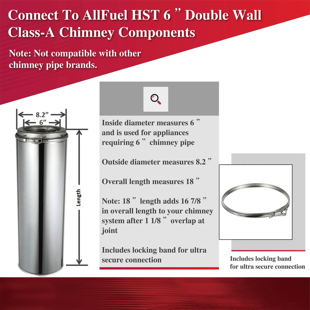 AllFuelHST Double Wall Chimney Pipe 6" x 48"