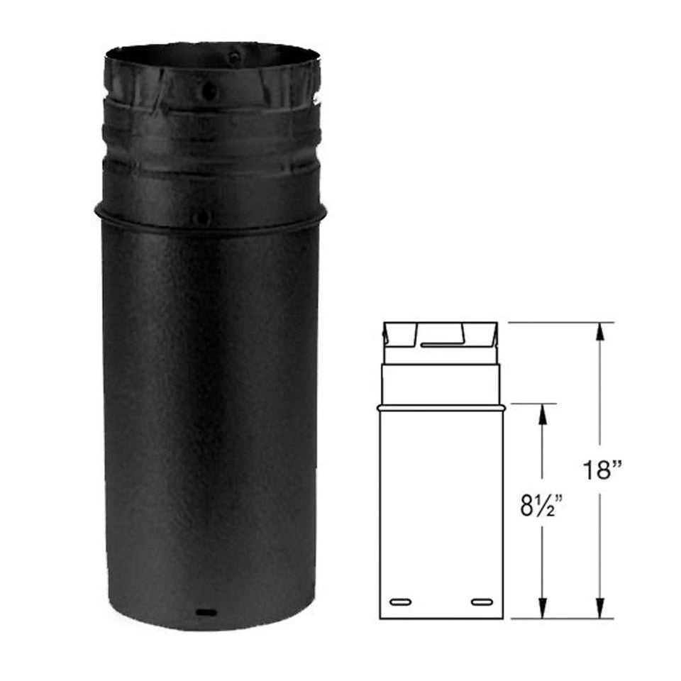 Duravent 4" x 18" Adjustable Straight Chimney Pipe Black 4PVP-18AB