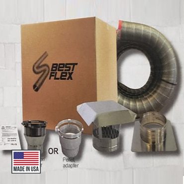 ComfortBilt HP22i Pellet Stove Insert 4-inch Flexible Piping Kit with TEE
