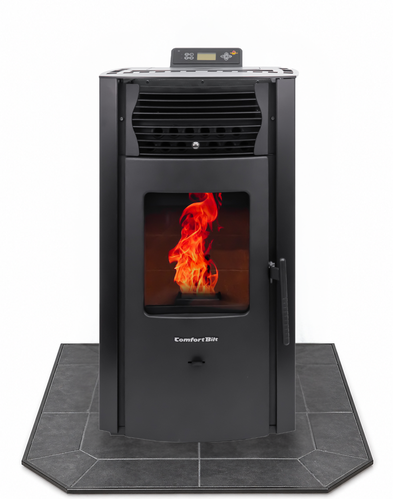 COMBO DEAL- HP50S Black Pellet Stove with 36" Black Copper Hearth Pad