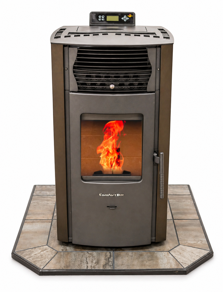 COMBO DEAL- HP50S Dark Brown Pellet Stove with 36" Iron Fog Hearth Pad