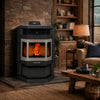 HP22-SS 2,400 sq. ft. Pellet Stove with 55-lb Hopper in Black with Stainless Steel Trim