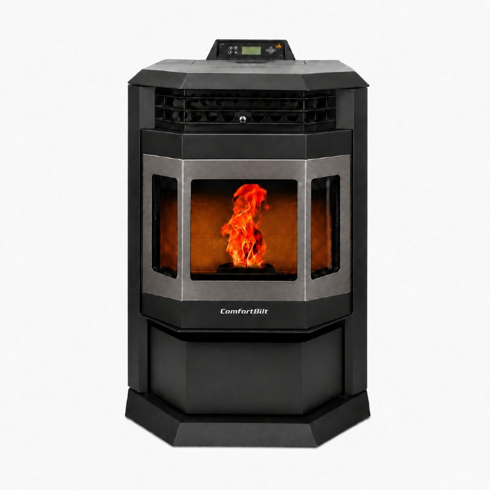 HP22-SS 2,400 sq. ft. Pellet Stove with 55-lb Hopper in Black with Stainless Steel Trim