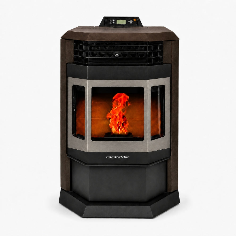 HP22-Bronze-SS 2,400 sq. ft. Pellet Stove with 55-lb Hopper in Bronze and Stainless Steel Trim