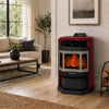 HP22-Burgundy-SS 2,400 sq. ft. Pellet Stove with 55-lb Hopper in Burgundy and Stainless Steel Trim