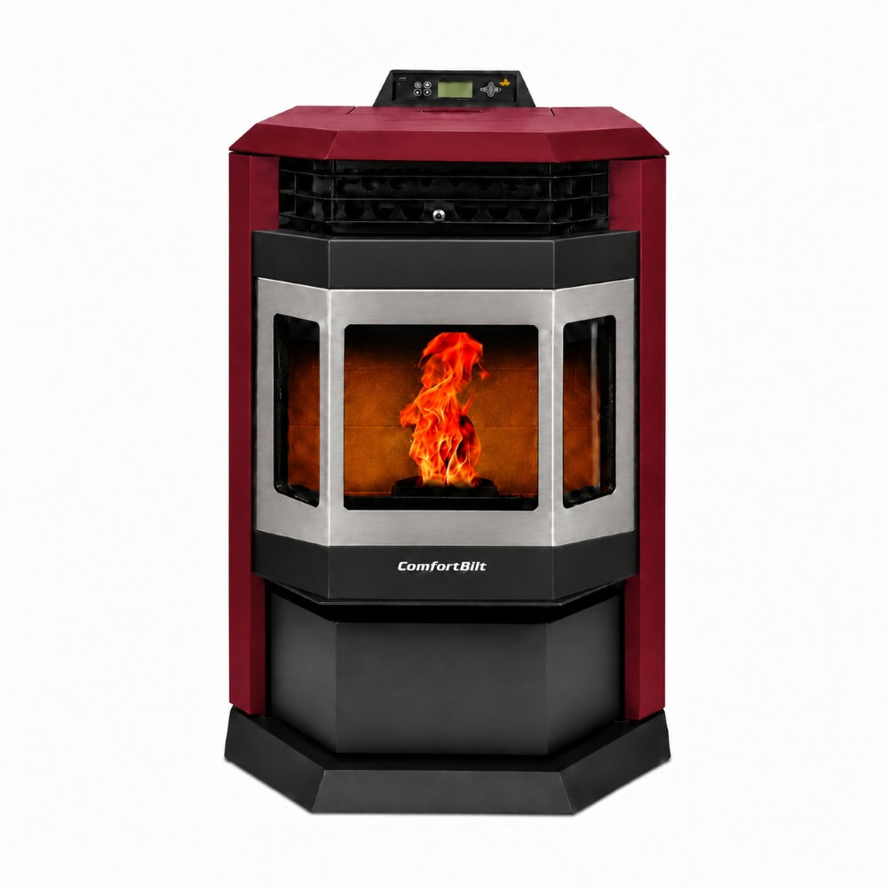 ComfortBilt HP22-SS Pellet Stove Burgundy Stainless Steel Trim