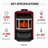 HP22-Burgundy-SS 2,400 sq. ft. Pellet Stove with 55-lb Hopper in Burgundy and Stainless Steel Trim