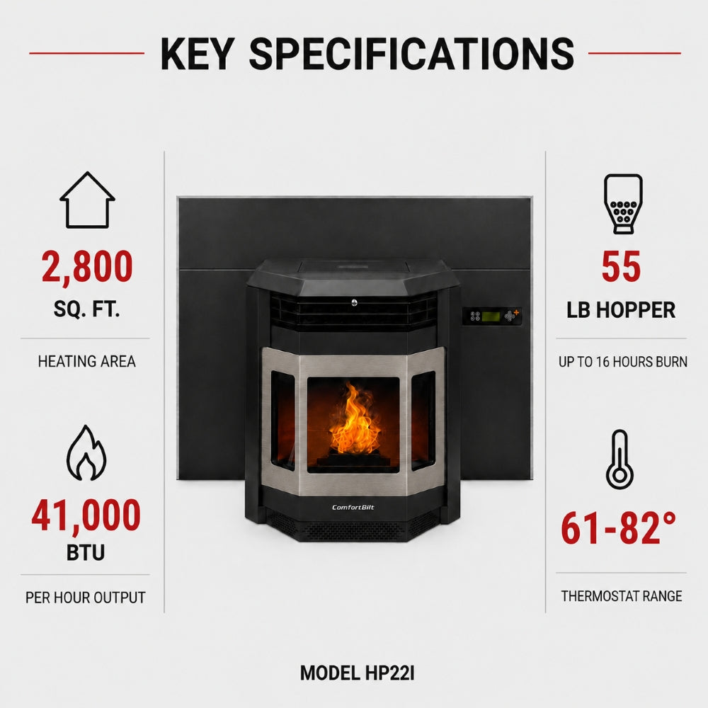 ComfortBilt HP22I-SS Pellet Stove Fireplace Insert - ComfortBilt