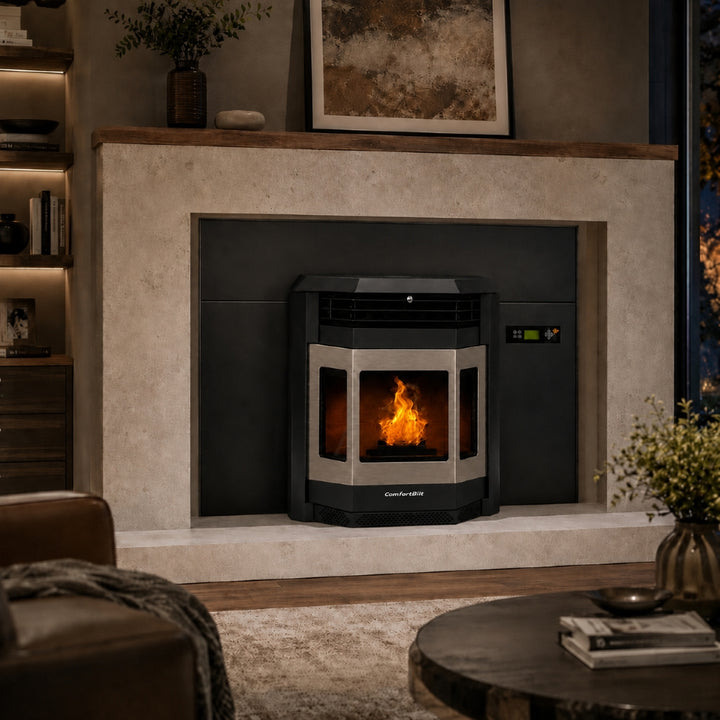 アントステラ　アップルジャー HP22i-Black-SS 2,800 sq. ft. Pellet Stove Fireplace Insert with a