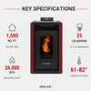 Alpine by ComfortBilt HP40 -Compact Small Pellet Stove Red  Retro/ Art Deco
