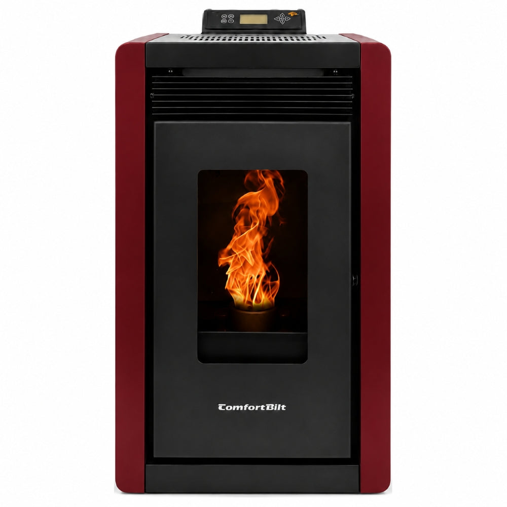 Alpine by ComfortBilt HP40 -Compact Small Pellet Stove Red  Retro/ Art Deco