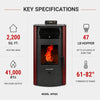 HP50S-Burgundy 2,200 sq. ft. Pellet Stove with a 47-lb Hopper in Burgundy