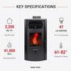 HP50S-Black 2,200 sq. ft. Pellet Stove with a 47-lb Hopper in Black