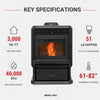 HP61-Black 3,000 sq. ft. Pellet Stove with a 51-lb Hopper in Black