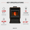 HP61-Brown 3,000 sq. ft. Pellet Stove with a 51-lb Hopper in Bronze