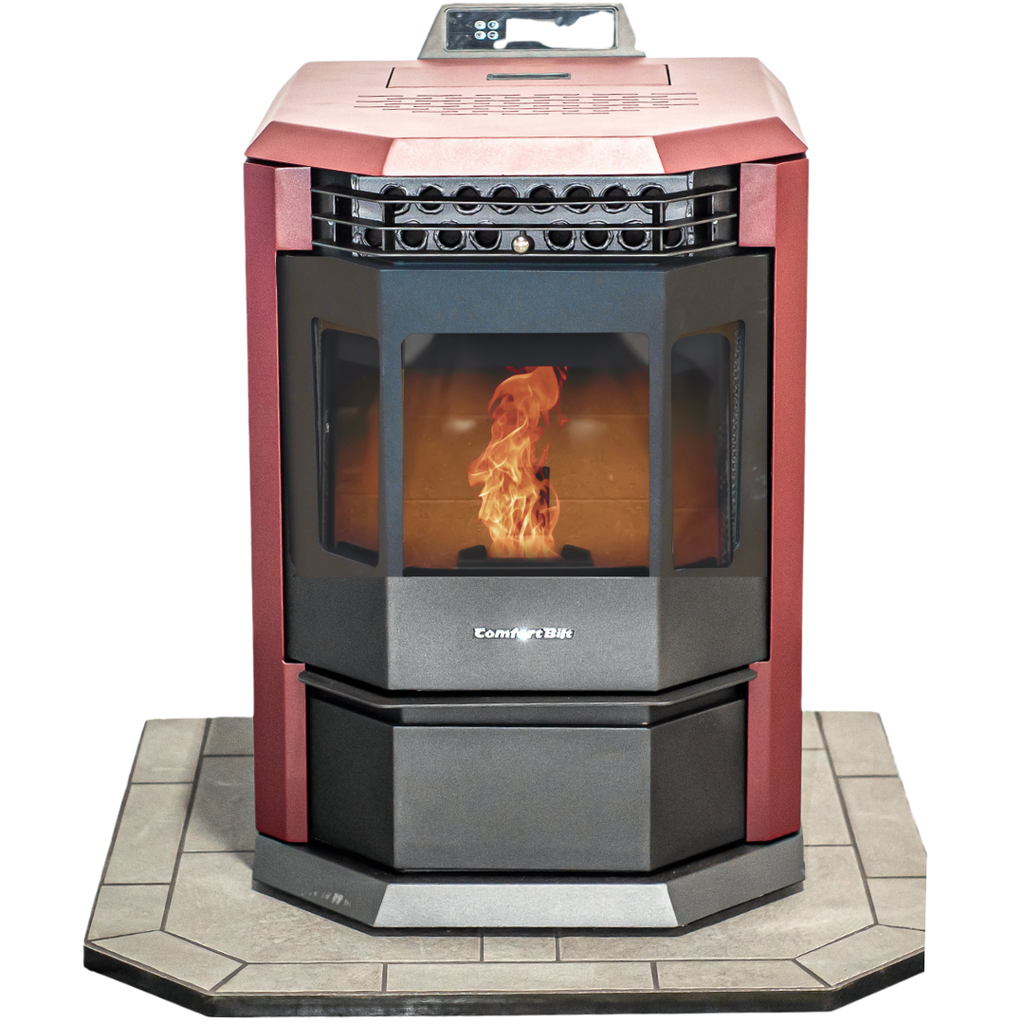 COMBO DEAL- HP22 Burgundy Pellet Stove with pewter Hearth Pad